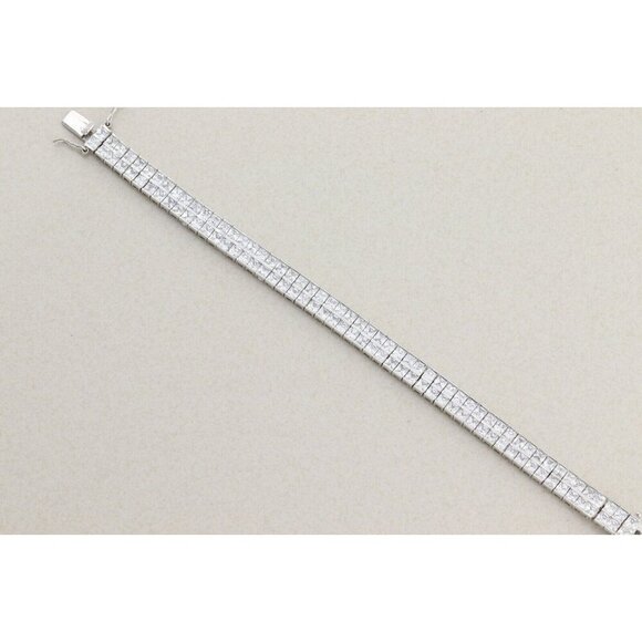 Sterling Silver Double Row Sparkly Cubic Zirconia Tennis Bracelet Silpada 7 1/4" - Picture 2 of 7